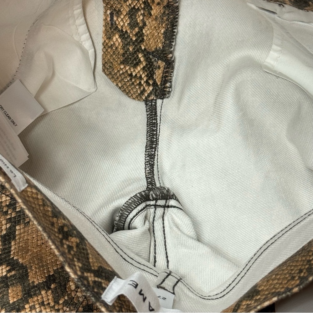 Frame NWT Le High Skinny Crop Snake Effect Jeans in Tan/Black Size 27 - Picture 16 of 16